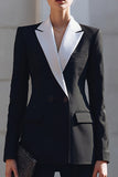 Black Peak Lapel 2 Pieces Long Sleeves Women Tuxedo