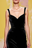Black Velvet Simple Long Sheath Formal Dress
