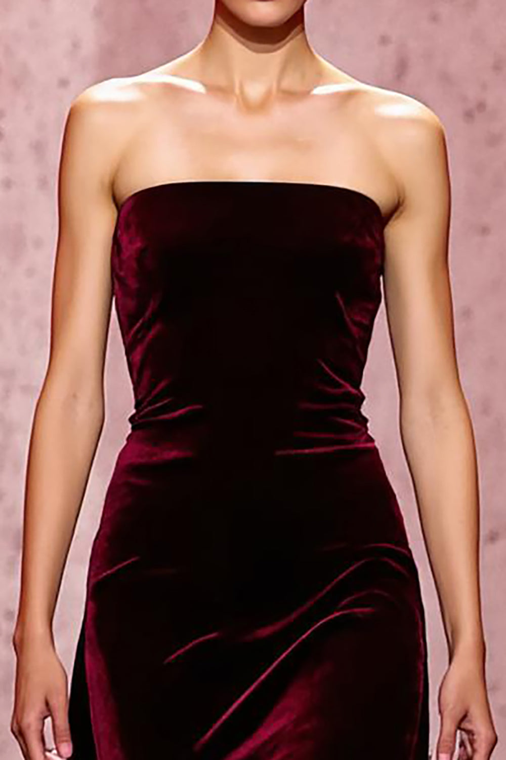 Dark Red Strapless Velvet A Line Long Formal Dress