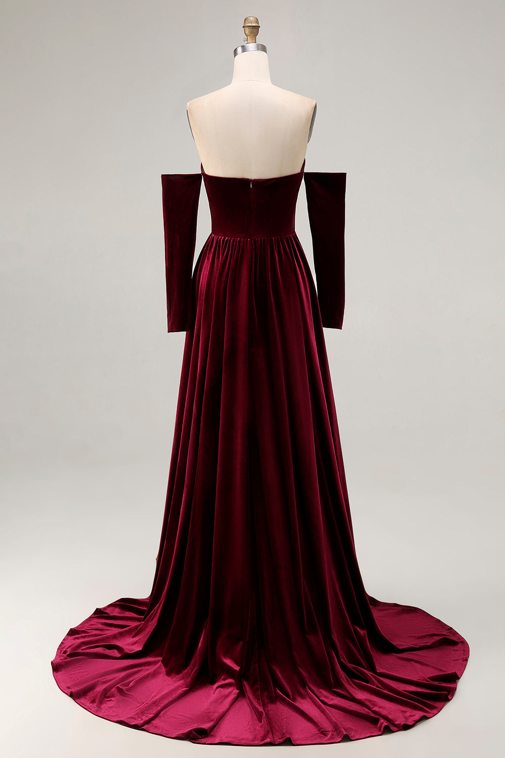 Dark Red Sweetheart Velvet A Line Long Formal Dress