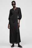 Black A Line 3/4 Sleeves Long Summer Dress with Tassel