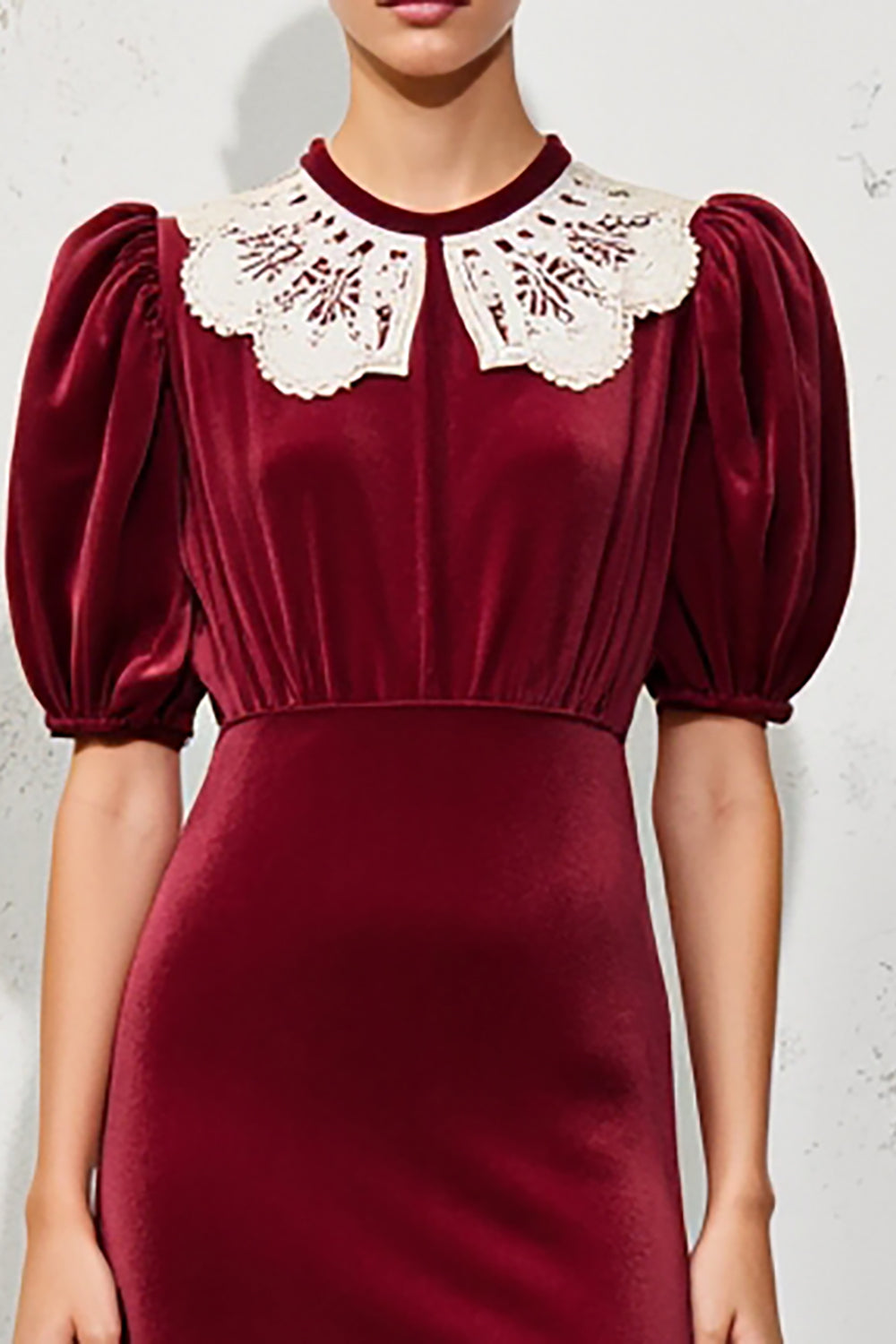 Dark Red A Line Long Wedding Guest Dress with Sleeves