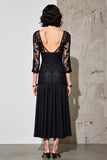 Black Sheath Satin Long Summer Dress with Lace