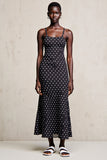 Black Sheath Spaghetti Straps Maxi Boho Polka Dots Dress
