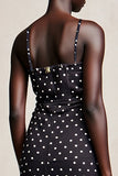 Black Sheath Spaghetti Straps Maxi Boho Polka Dots Dress