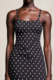 Black Sheath Spaghetti Straps Maxi Boho Polka Dots Dress