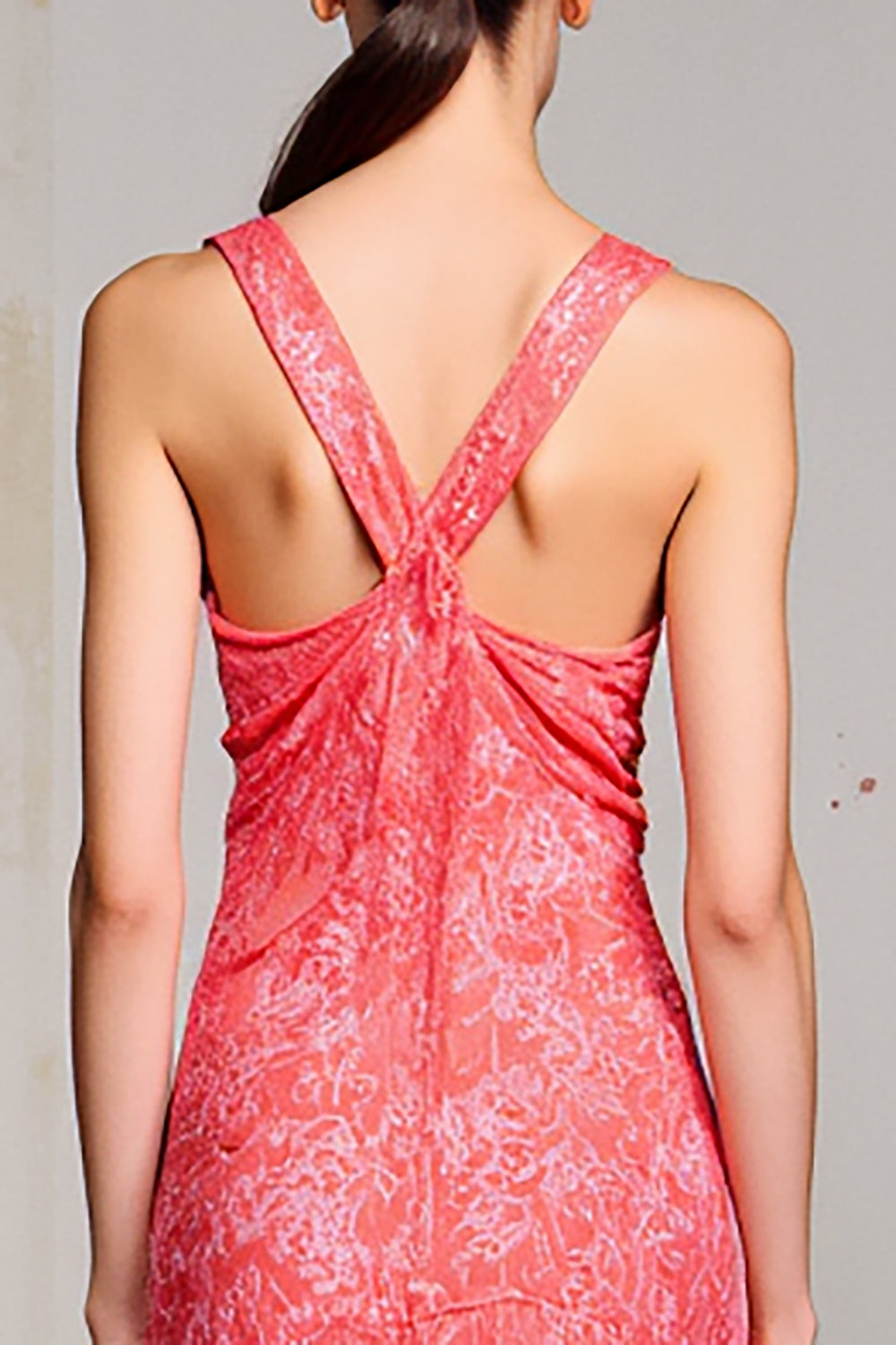 Pink Sheath V Neck Ruched Long Wedding Guest Dress