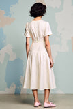 Ivory A Line Ruffled Long Summer Dress with Sleeves