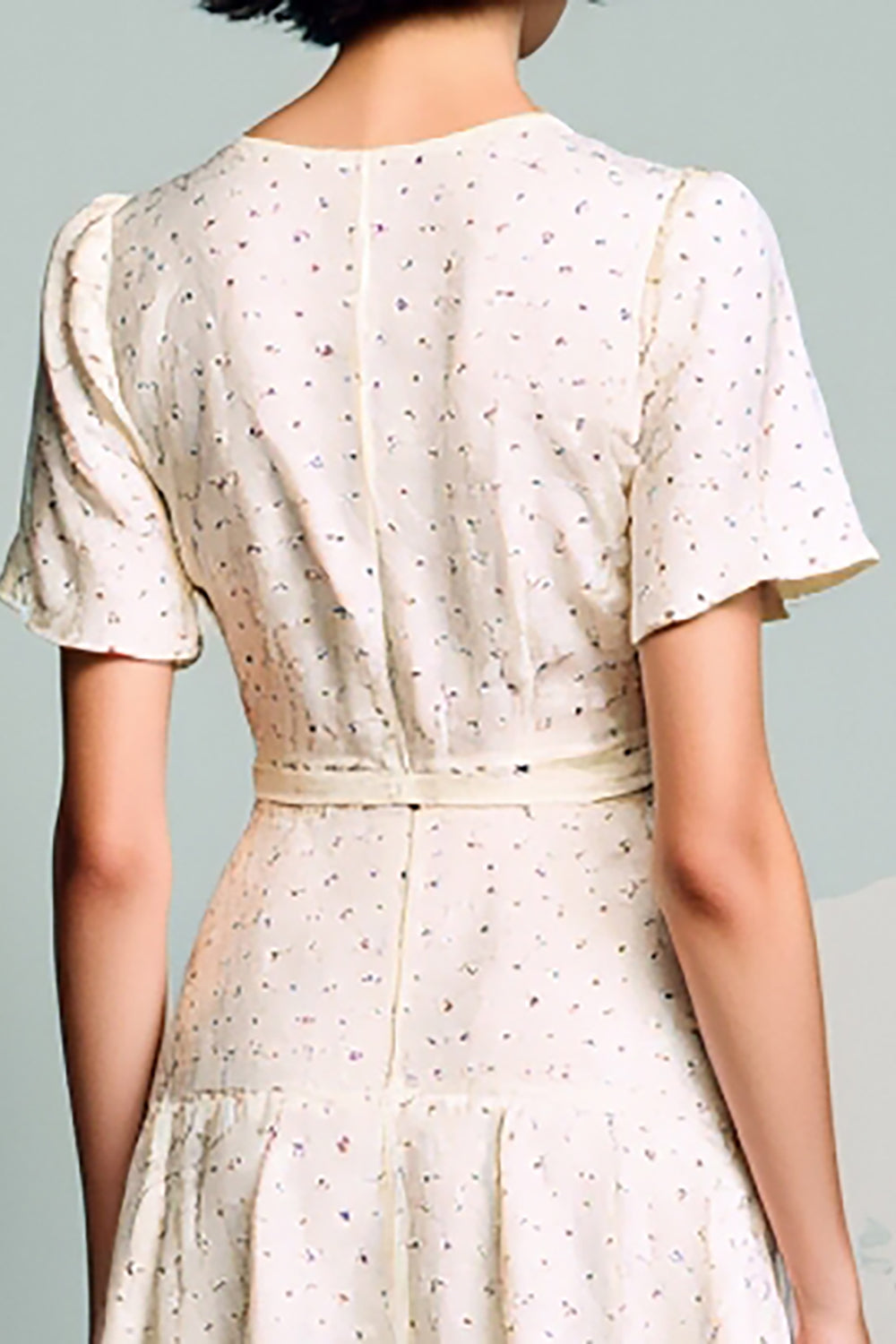 Ivory A Line Ruffled Long Summer Dress with Sleeves