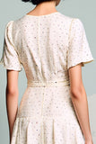 Ivory A Line Ruffled Long Summer Dress with Sleeves