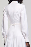 White A Line Long Sleeves Summer Dress with Keyhole