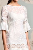 Ivory Lace A Line Long Summer Dress with Sleeves