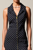 Black V Neck Sheath Maxi Boho Polka Dot Dress