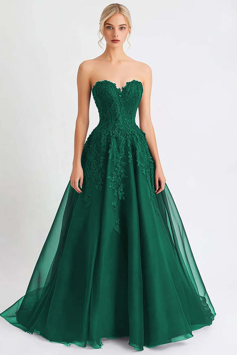 Black A Line Tulle Sweetheart Long Formal Dress with Lace