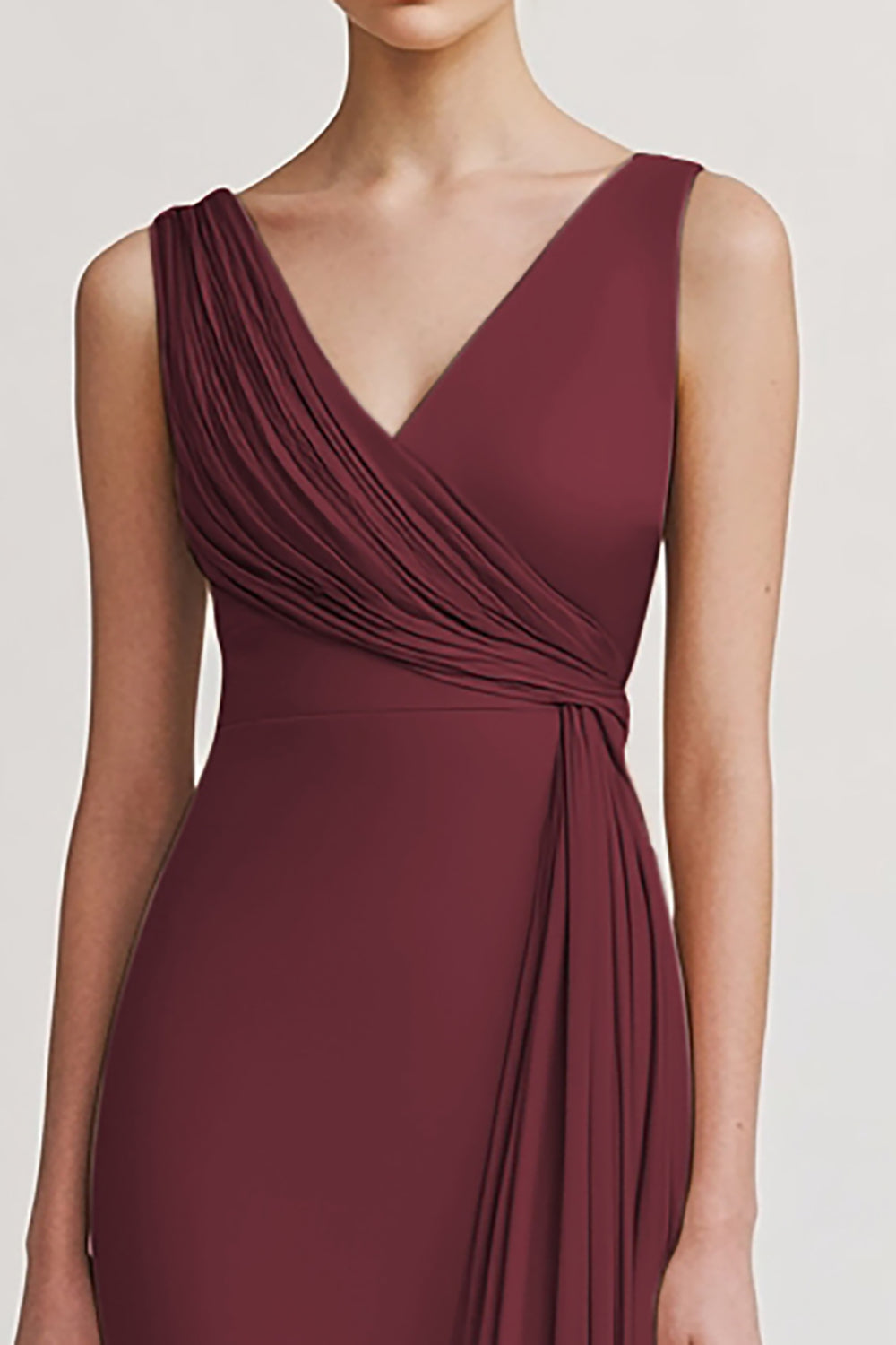 Black Satin V Neck Sheath Ruched Long Formal Dress