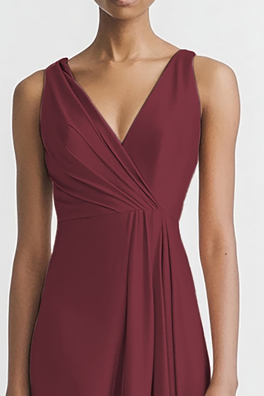 Pink Satin V Neck Sheath Ruched Long Formal Dress