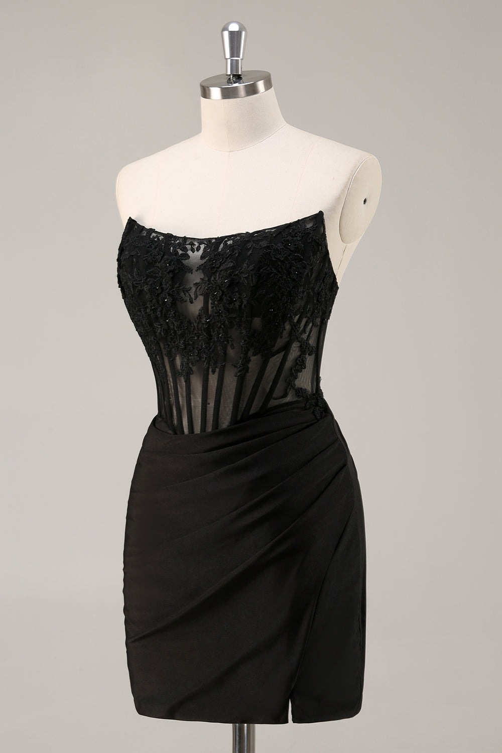 Sparkly Pink Strapless Corset Beaded Short Cocktail Dress