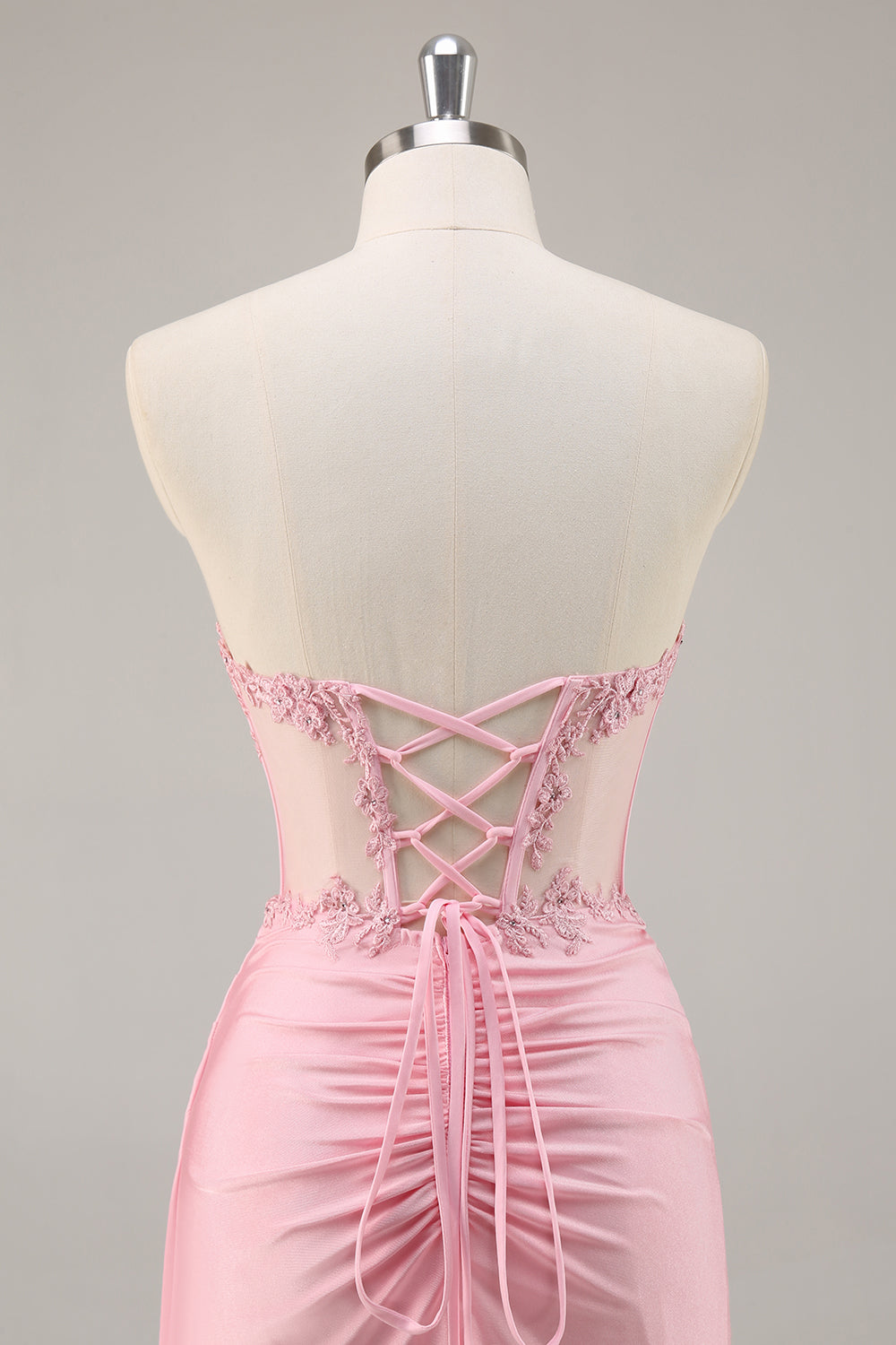 Sparkly Pink Strapless Corset Beaded Short Cocktail Dress