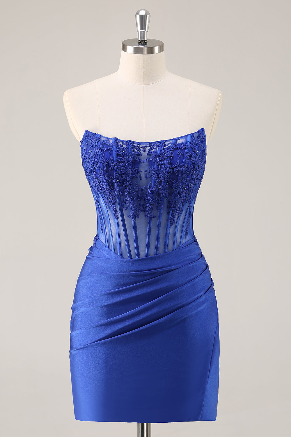 Sparkly Pink Strapless Corset Beaded Short Cocktail Dress