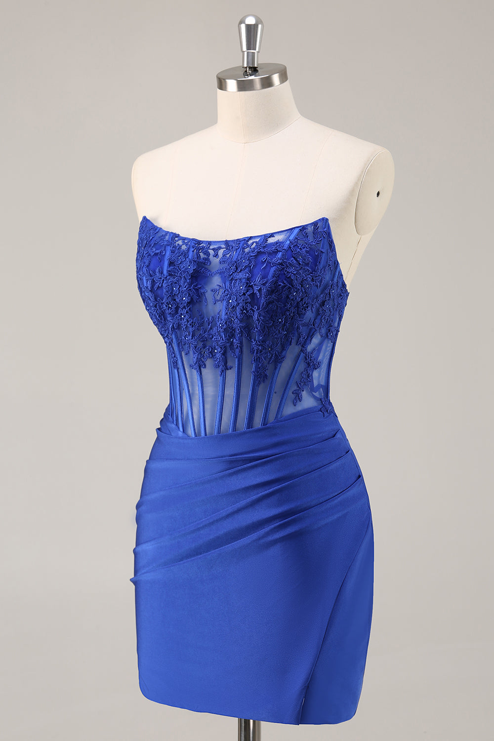 Sparkly Pink Strapless Corset Beaded Short Cocktail Dress