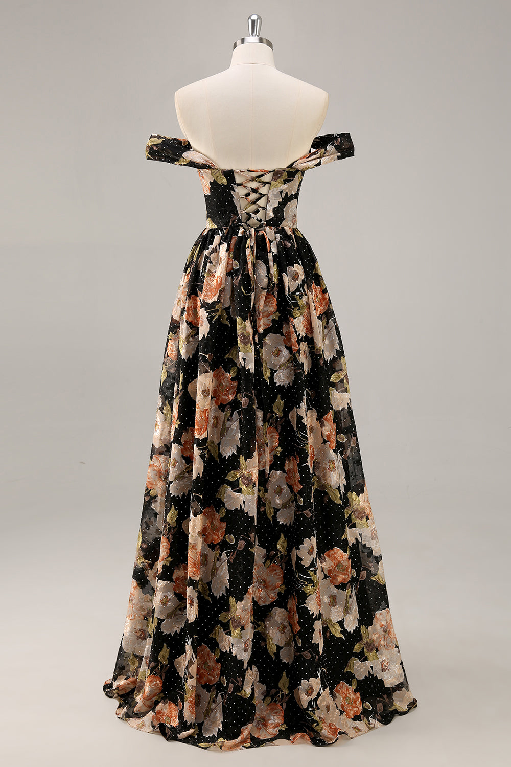 Sparkly Black Floral Ruched Long Bridesmaid Dress with Beading