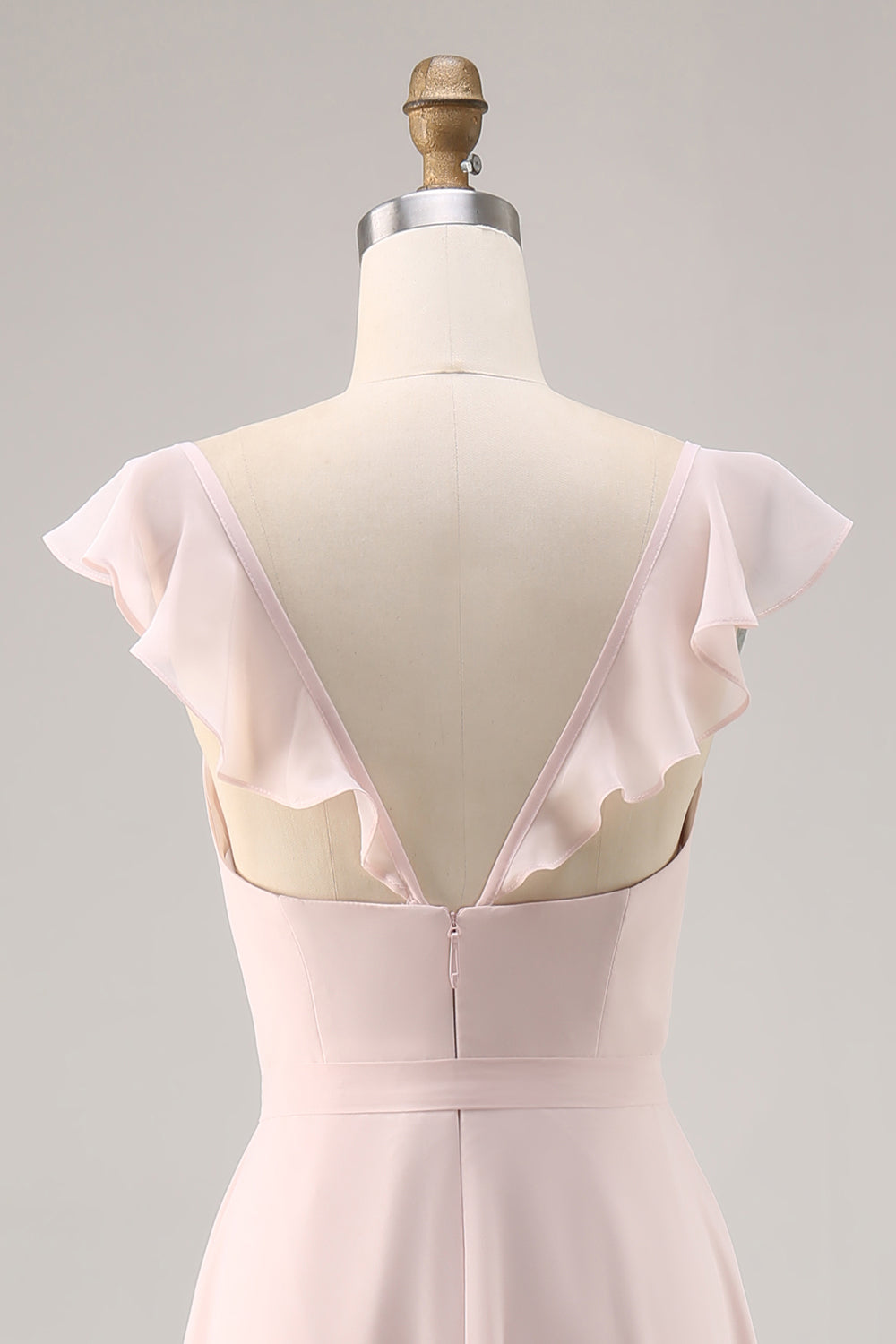 Candy Pink Ruched Cap Sleeves Long Bridesmaid Dress with Sash