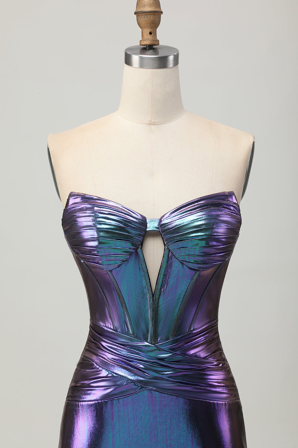 Metallic Blue Purple Corset Bodycon Mini Cocktail Dress
