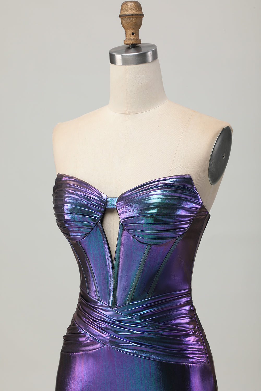 Metallic Blue Purple Corset Bodycon Mini Cocktail Dress