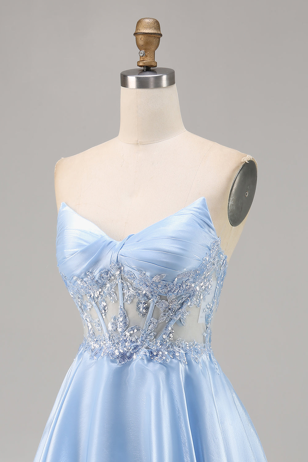 Sparkly Light Blue Strapless Corset Short Cocktail Dress with Sequins