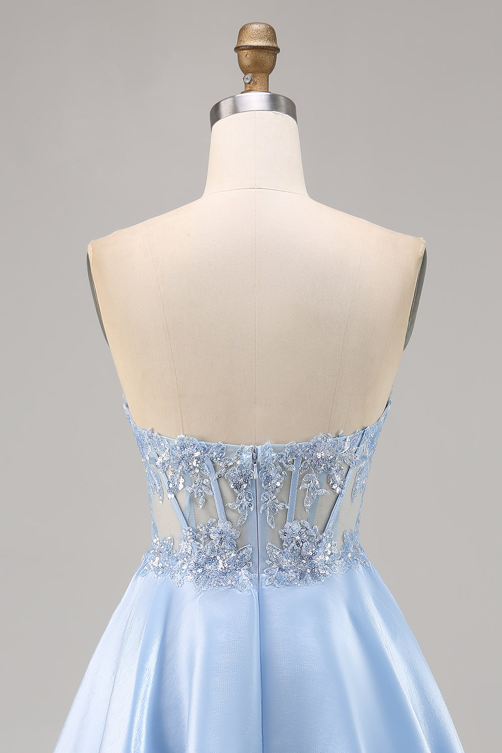 Sparkly Light Blue Strapless Corset Short Cocktail Dress with Sequins