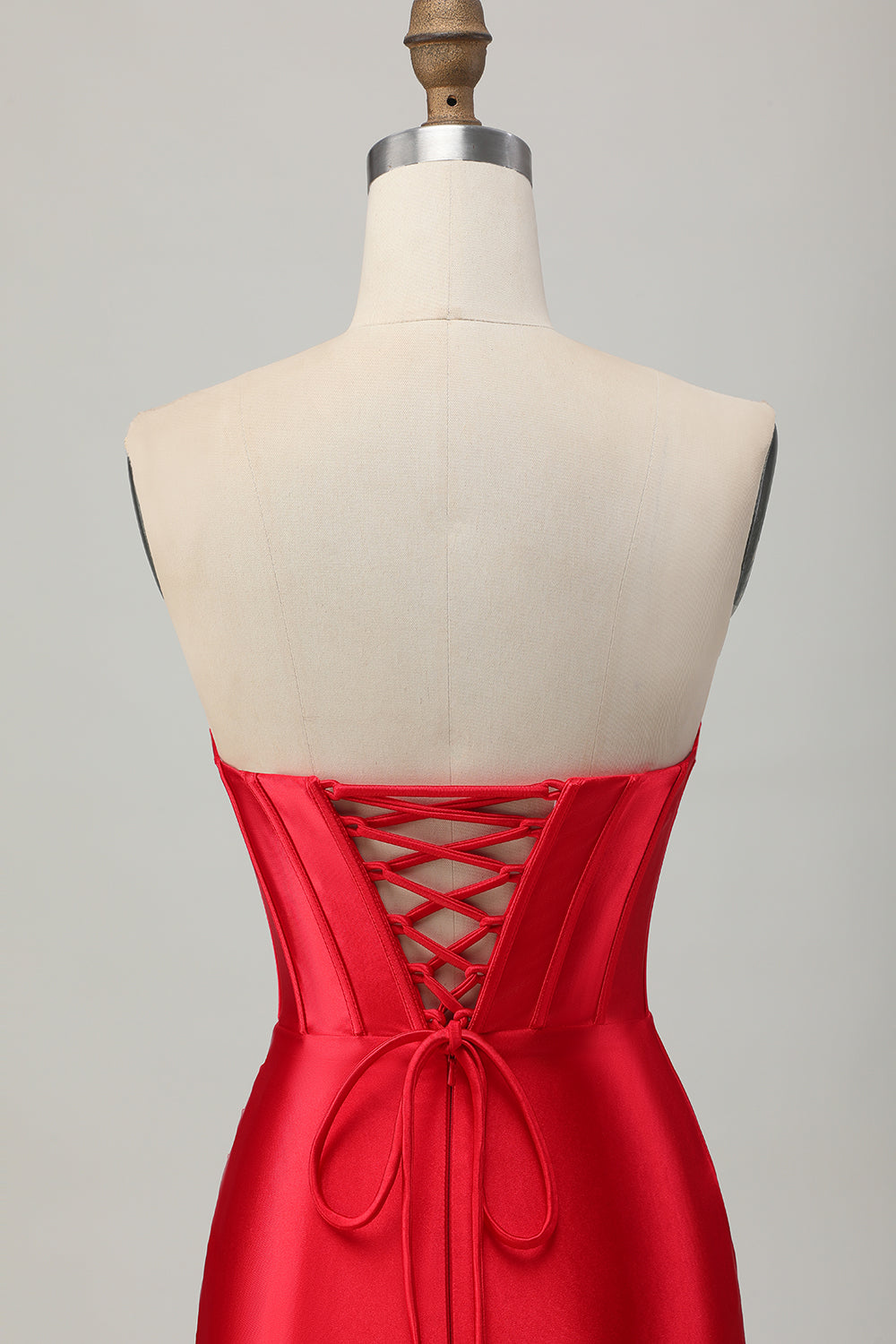 Sparkly Red Bodycon Beaded Corset Short Cocktail Dress with Slit