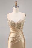 Sparkly Golden Corset Bodycon Short Satin Cocktail Dress