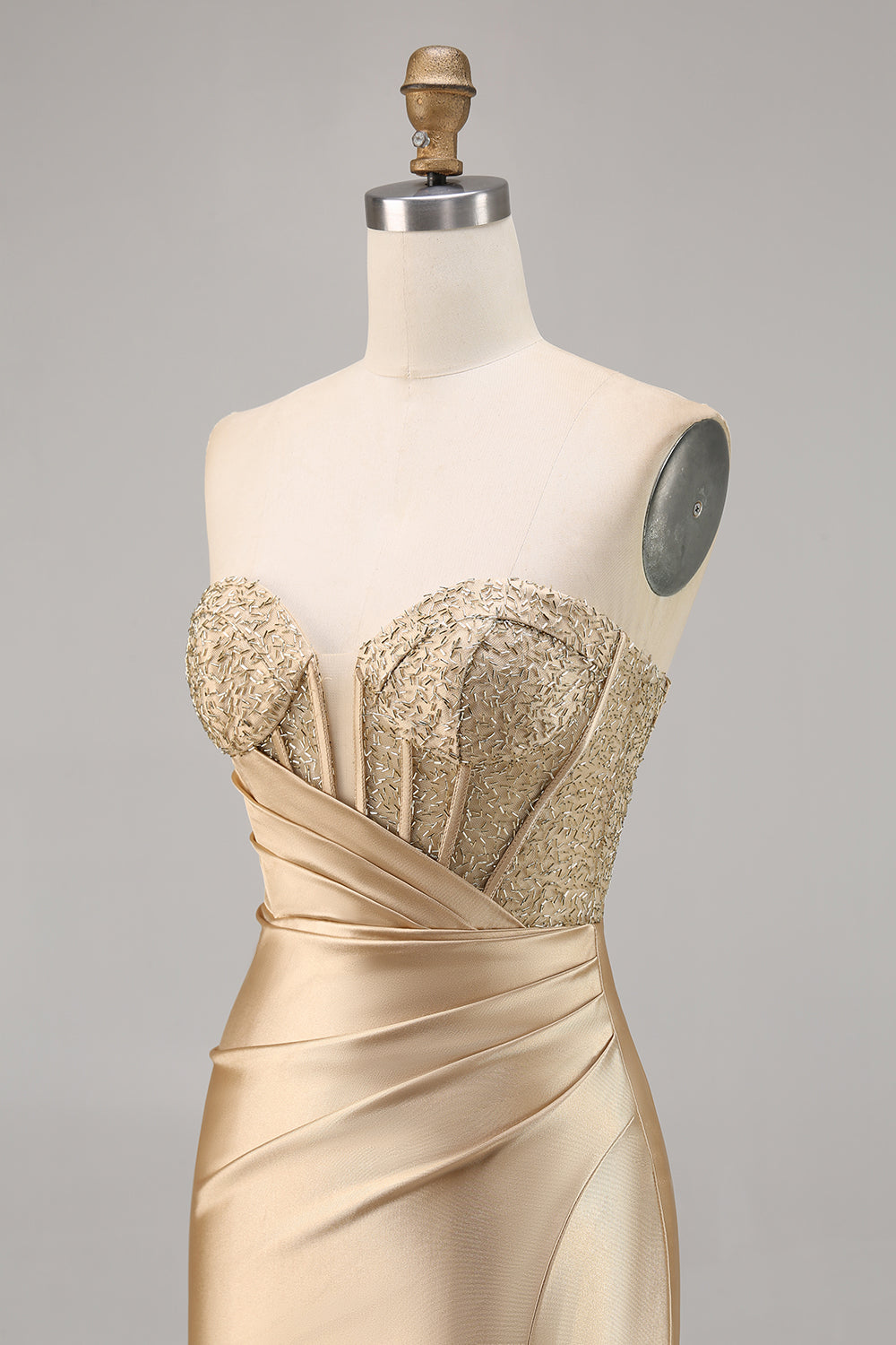 Sparkly Golden Corset Bodycon Short Satin Cocktail Dress