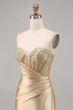Sparkly Golden Corset Bodycon Short Satin Cocktail Dress