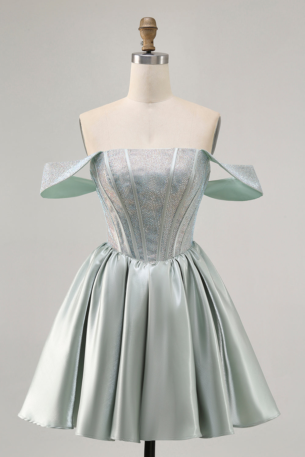 Sparkly Light Green A Line Corset Short Cocktail Dress