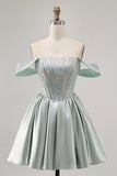 Sparkly Light Green A Line Corset Short Cocktail Dress