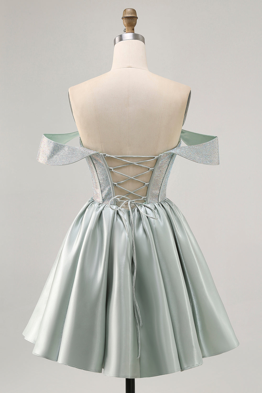 Sparkly Light Green A Line Corset Short Cocktail Dress