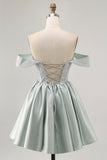 Sparkly Light Green A Line Corset Short Cocktail Dress