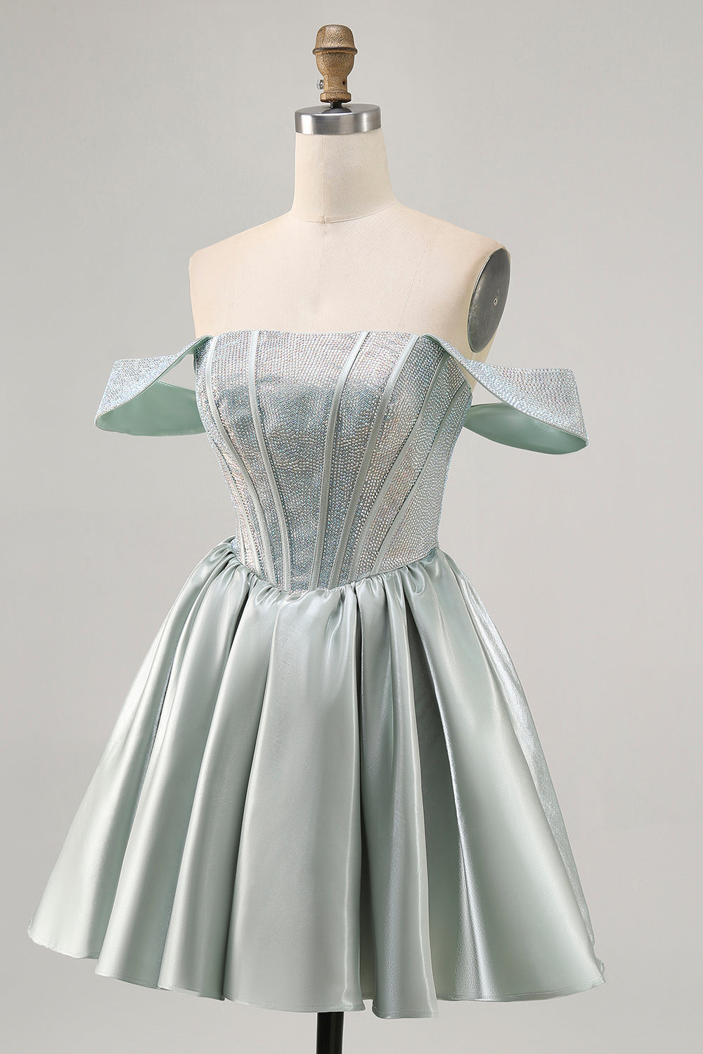 Sparkly Light Green A Line Corset Short Cocktail Dress