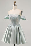Sparkly Light Green A Line Corset Short Cocktail Dress
