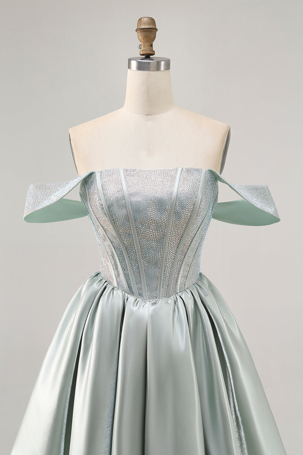 Sparkly Light Green A Line Corset Short Cocktail Dress