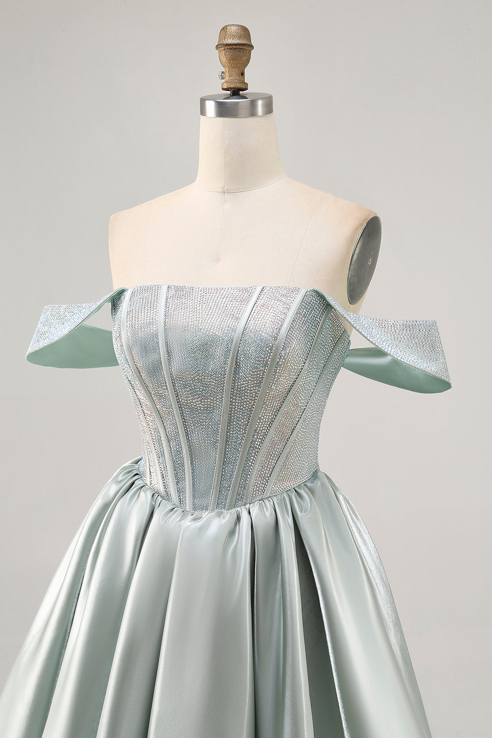 Sparkly Light Green A Line Corset Short Cocktail Dress