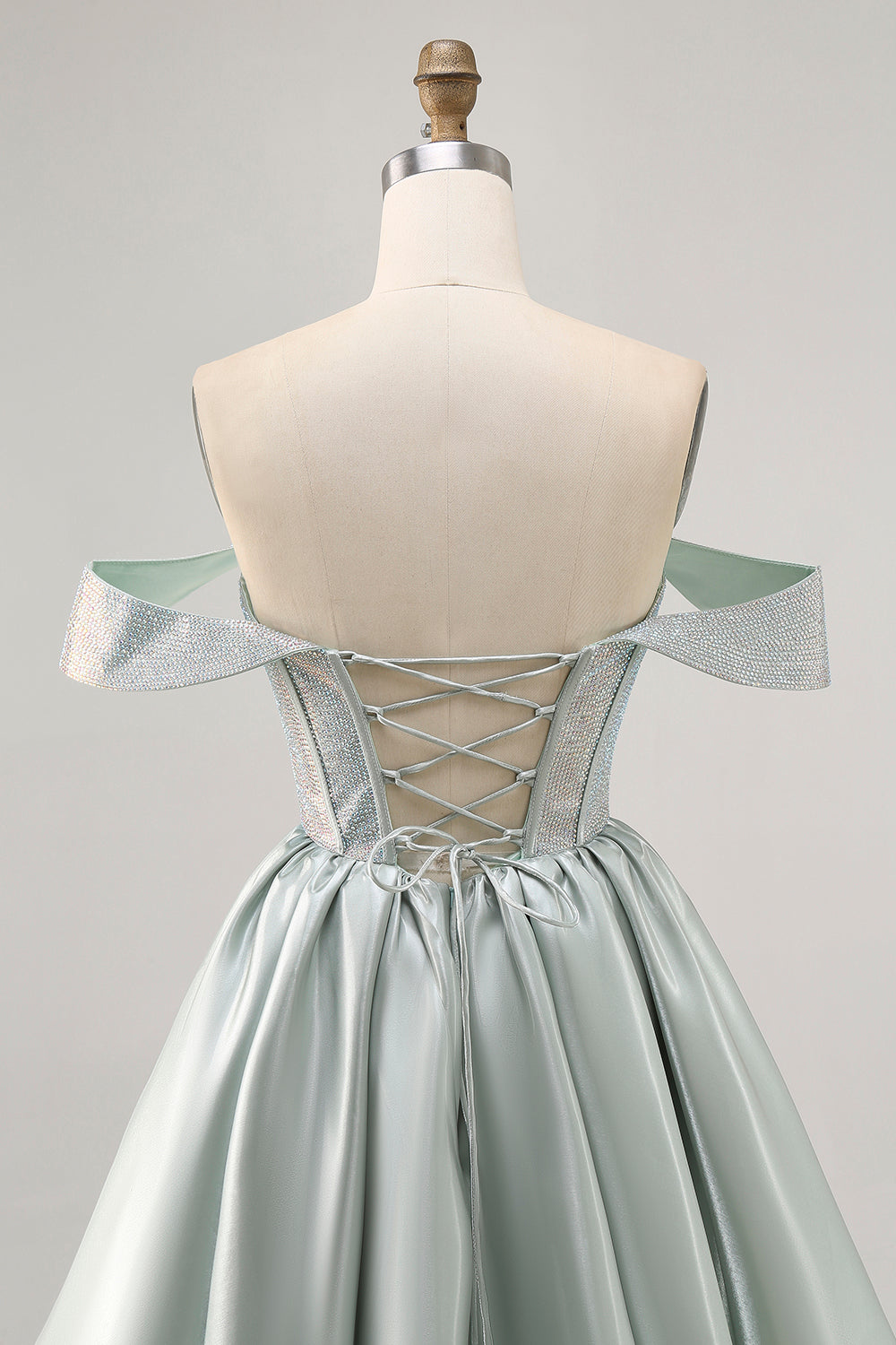 Sparkly Light Green A Line Corset Short Cocktail Dress