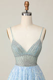 Sparkly Sequins Light Blue Short Cocktail Dress with Beading