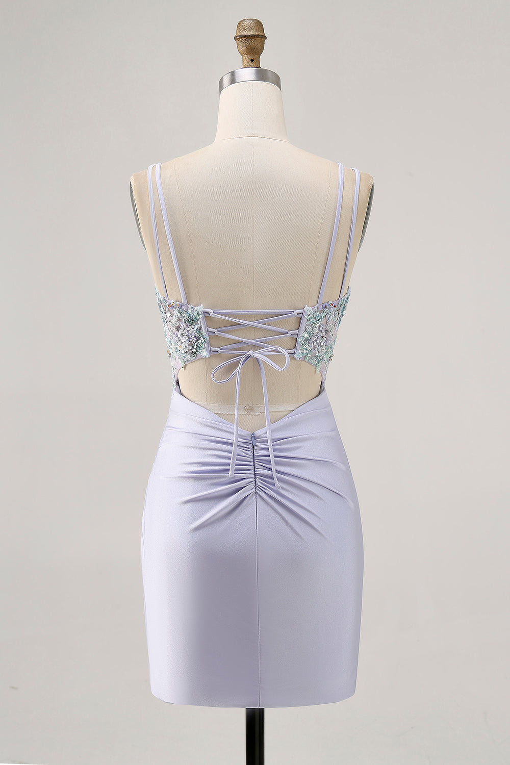 Corset Lavender Bodycon Sequins Mini Homecoming Dress