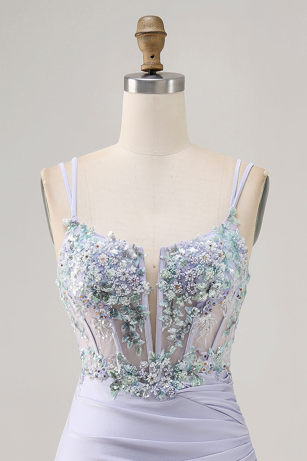 Sparkly Corset Lavender Bodycon Sequin Short Cocktail Dress