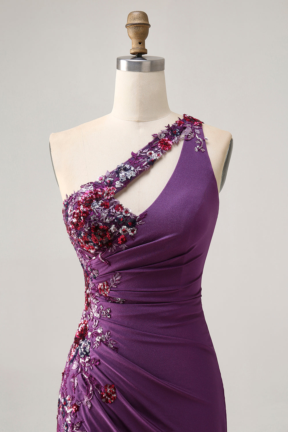 Sparkly Dark Purple Floral Corset Short Cocktail Dress