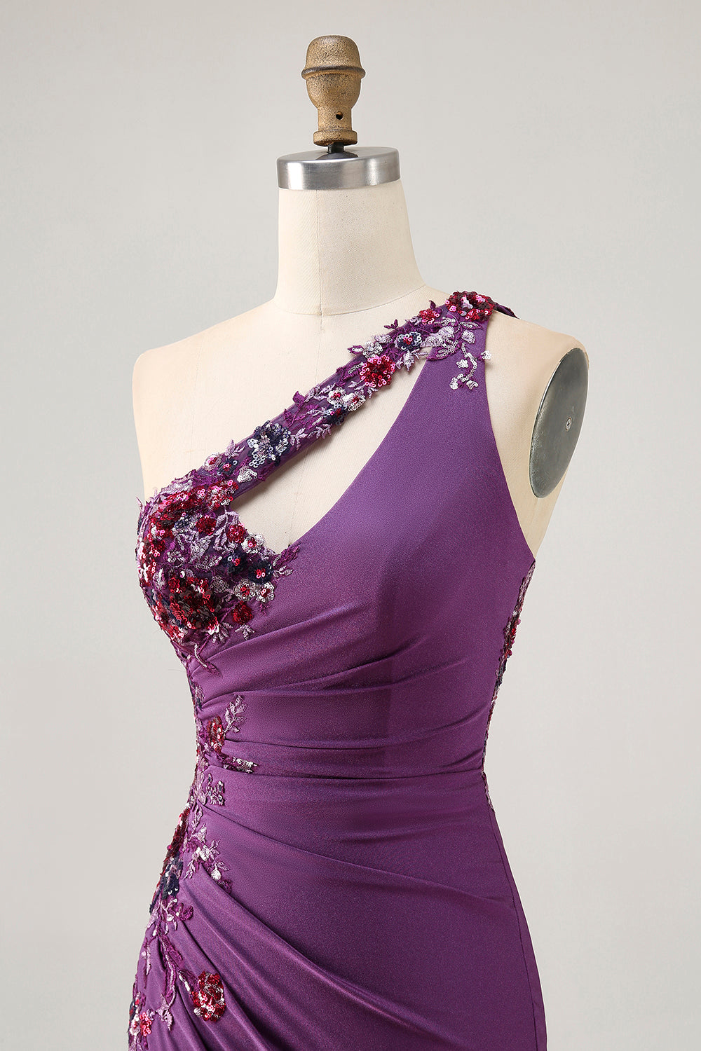 Sparkly Dark Purple Floral Corset Short Cocktail Dress