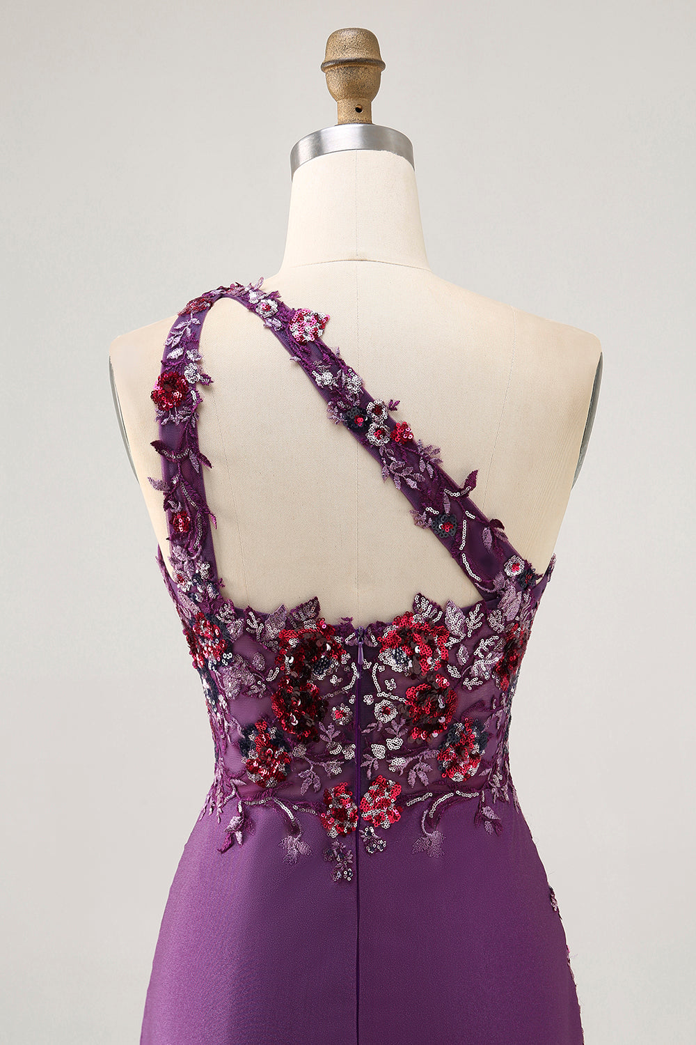 Sparkly Dark Purple Floral Corset Short Cocktail Dress