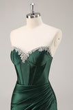 Sparkly Dark Green Corset Short Cocktail Dress with Rhinestones